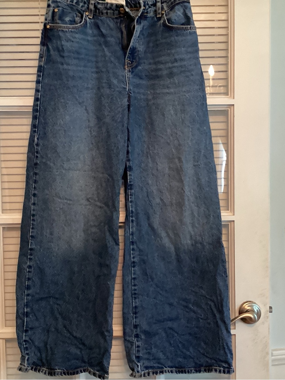 Zara Wide-Leg Denim Jeans in Dark Blue